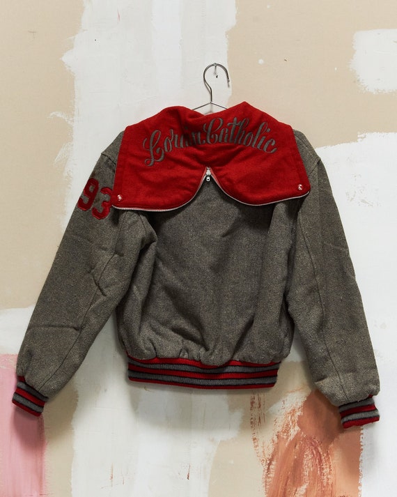 1970s/80s Zipper Hood Letterman Jacket Gem