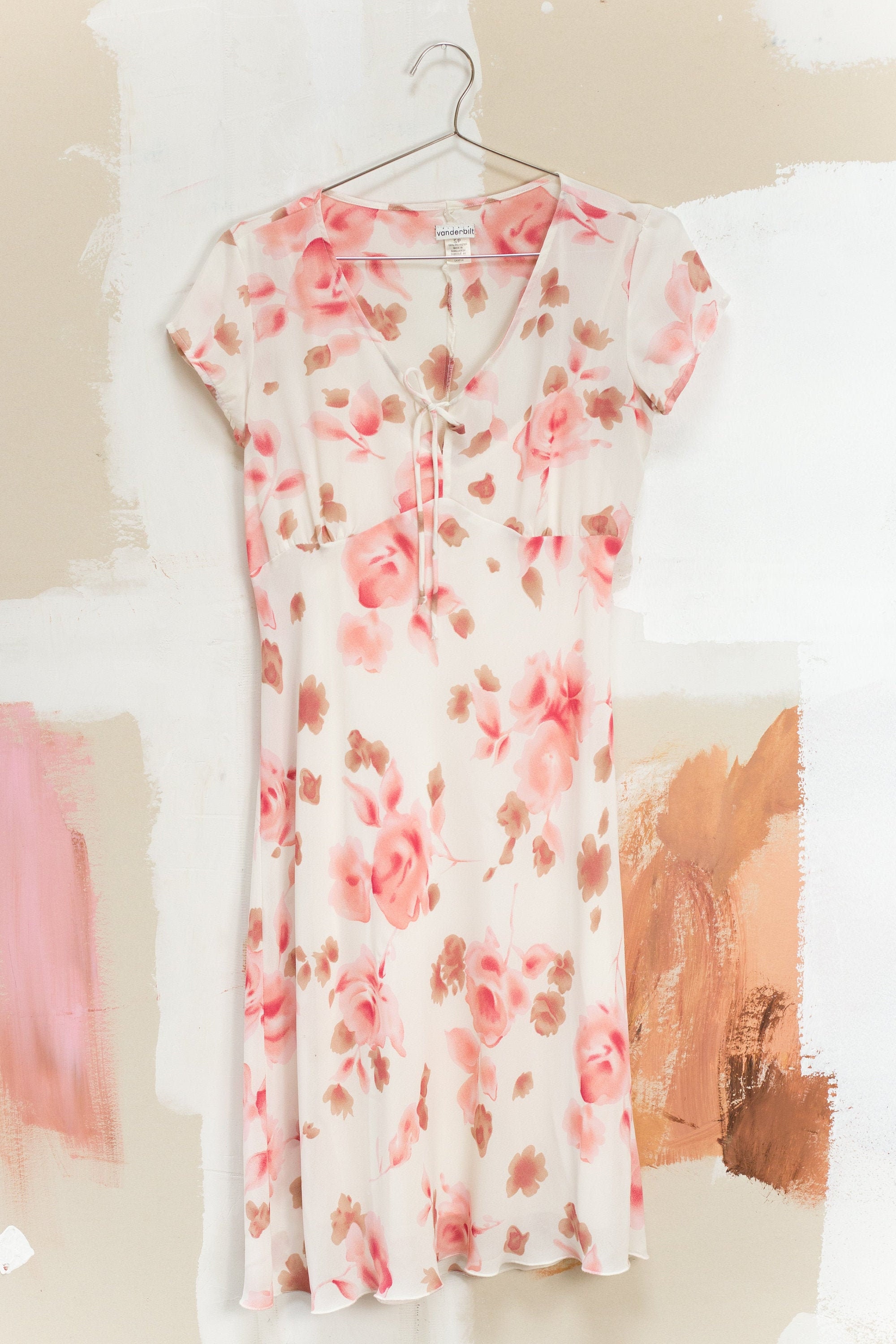 Pink and Brown Floral Midi Dress | Etsy