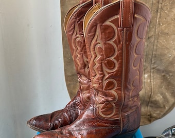 Tony Lama Cowboy Boots - Tall Brown - Size 9 M 10.5 W