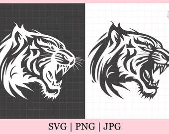 Tiger Head Svg & PNG Files Safari Animals Clipart Silhouette - Etsy