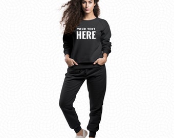 Gildan 18000 Black Crewneck Mockup, Gildan Crewneck Mockup, Crewneck Mockup, Model Mockup, Gildan 18000 Mockup, Sweater mockup, Black mockup