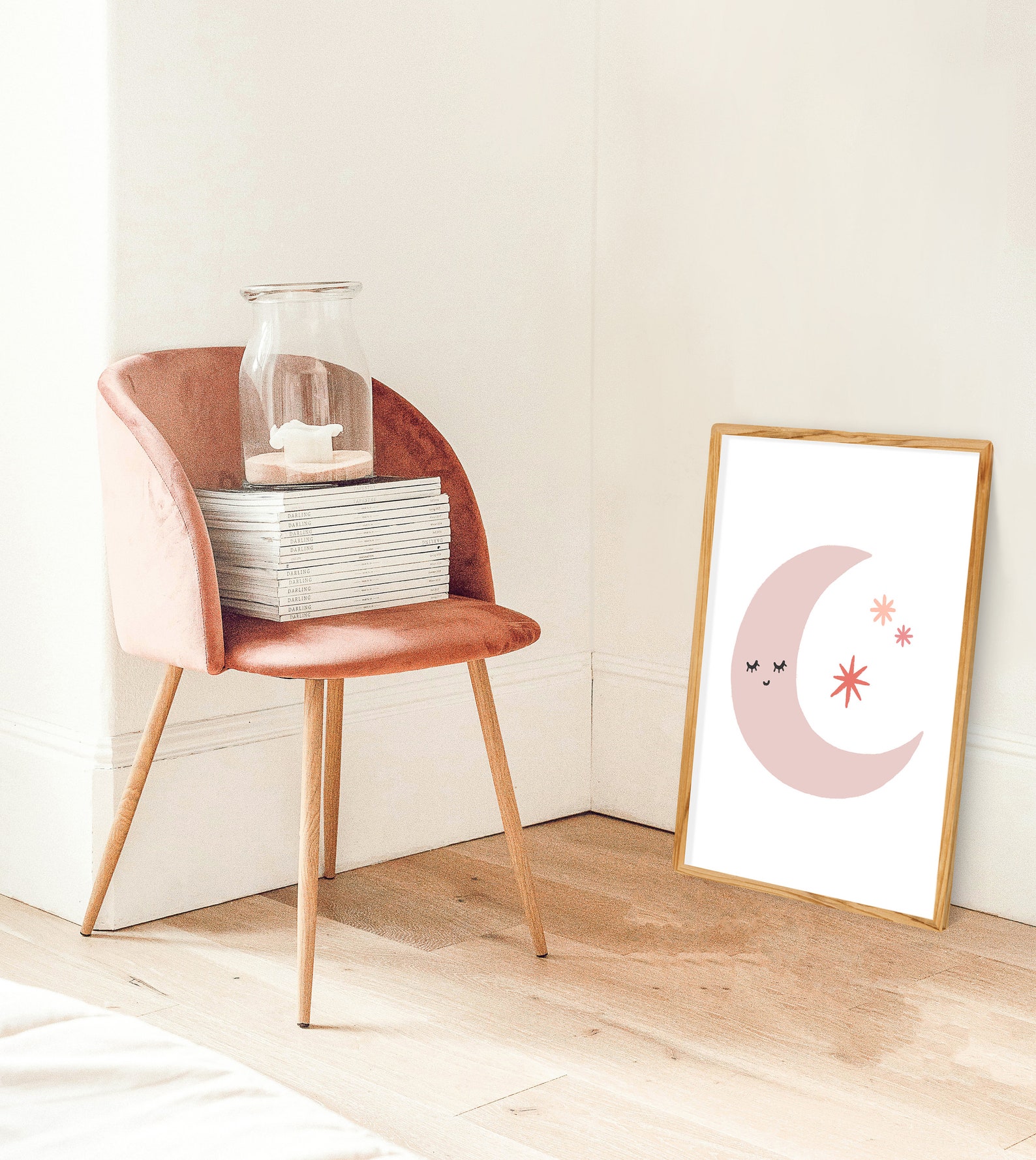 Moon Wall Art Nursery Decor Moon Print Nursery Art Girls Etsy