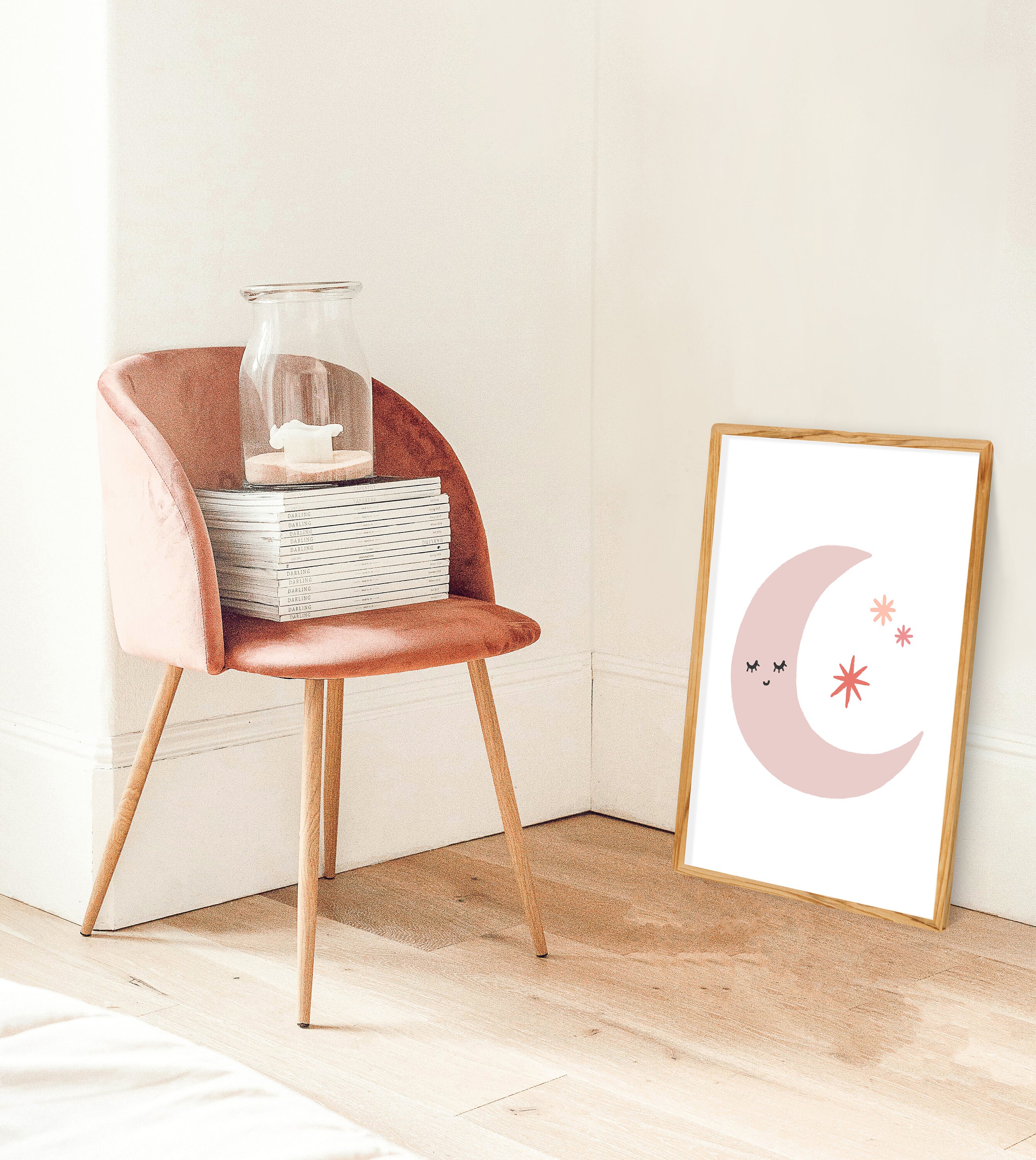 Moon Wall Art Nursery Decor Moon Print Nursery Art Girls Etsy