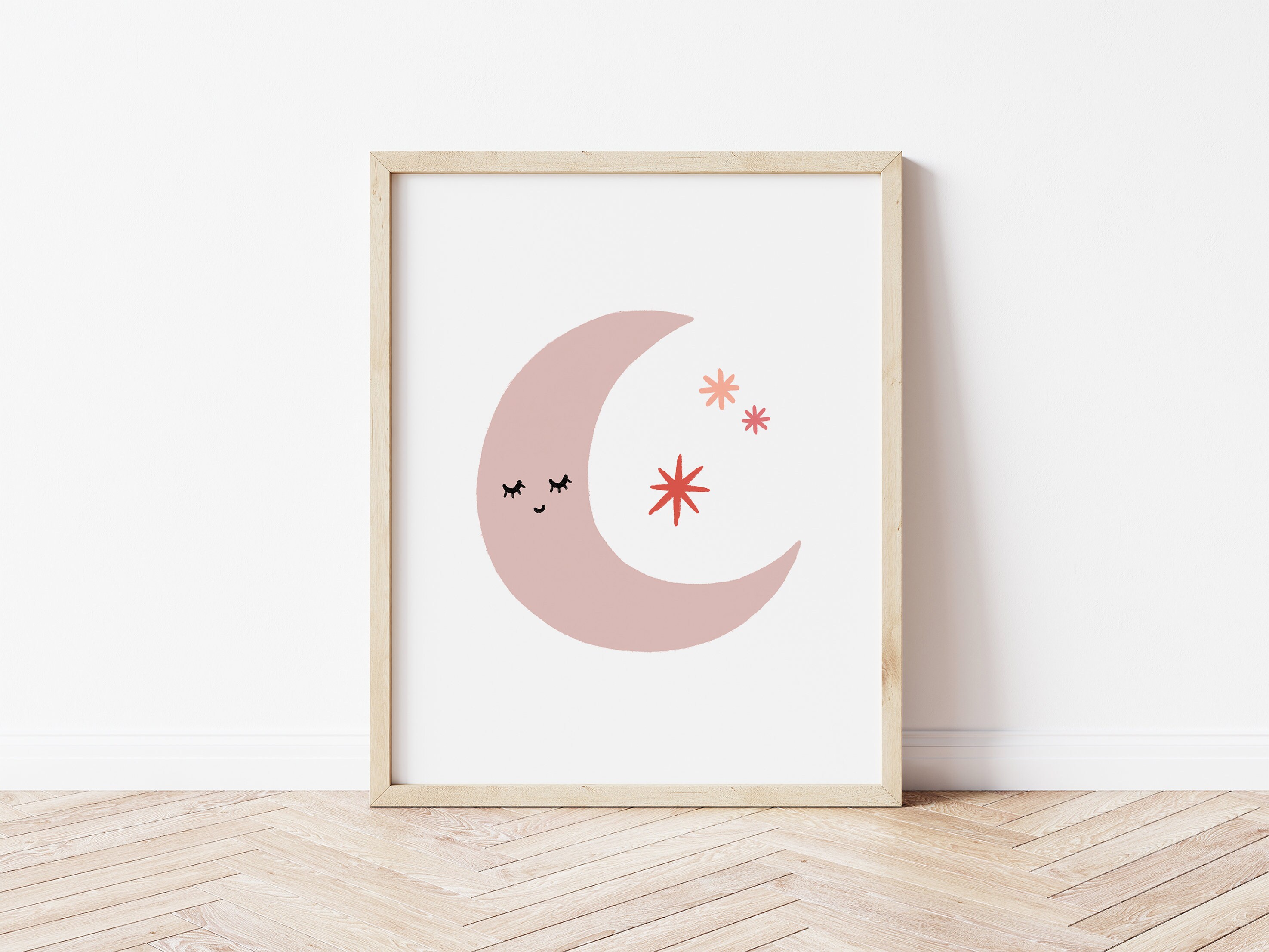 Moon Wall Art Nursery Decor Moon Print Nursery Art Girls Etsy