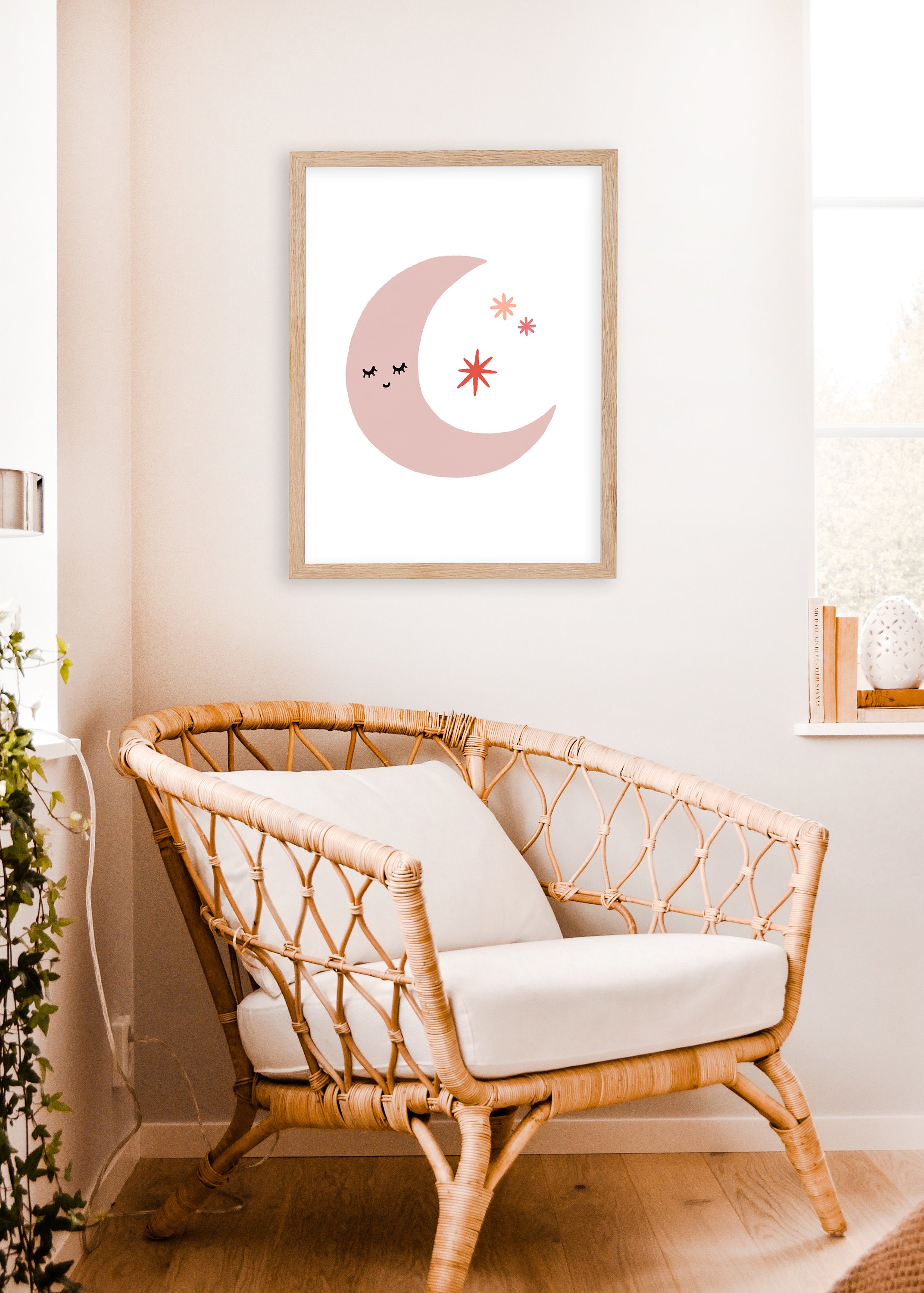Moon Wall Art Nursery Decor Moon Print Nursery Art Girls Etsy