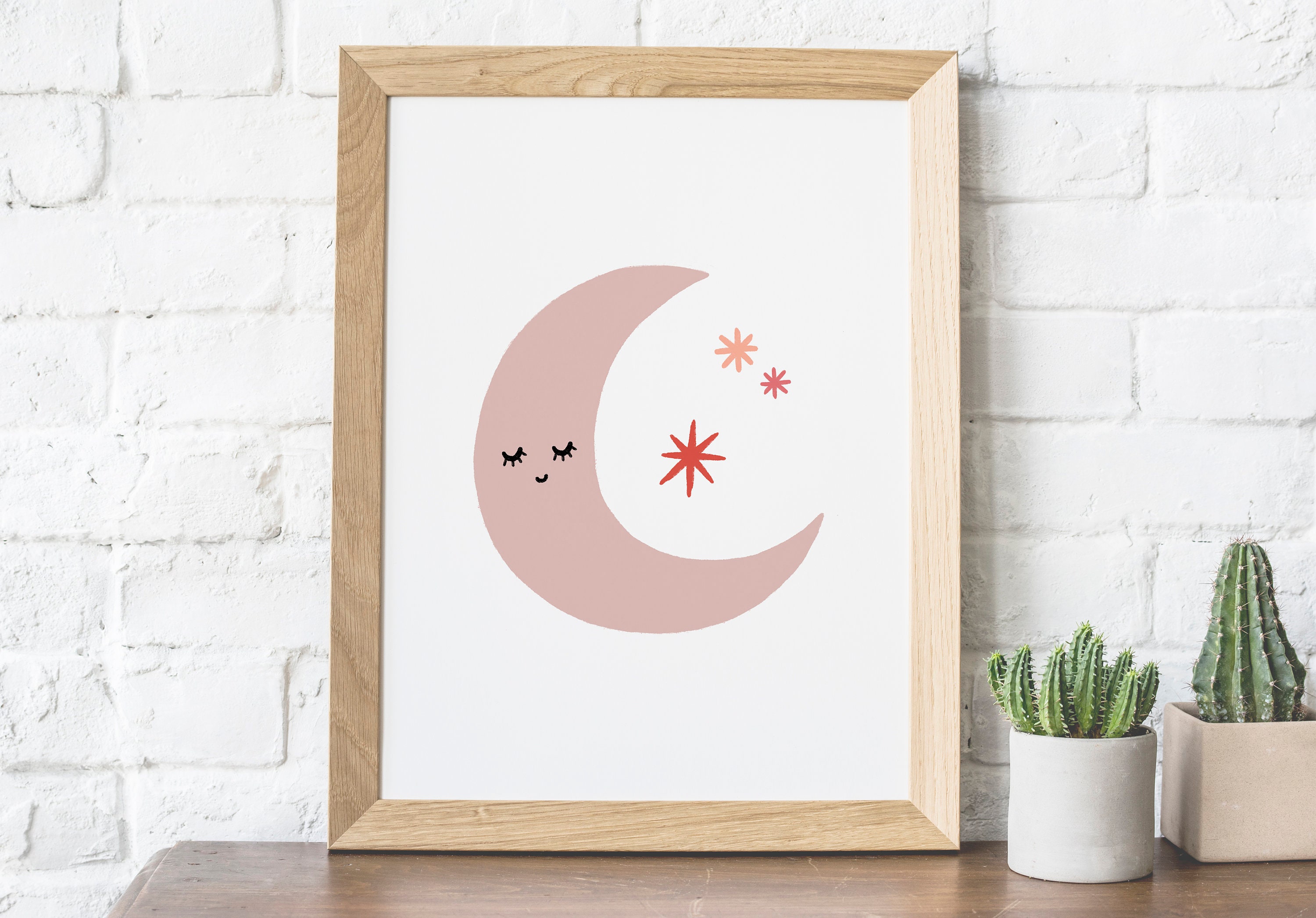 Moon Wall Art Nursery Decor Moon Print Nursery Art Girls Etsy