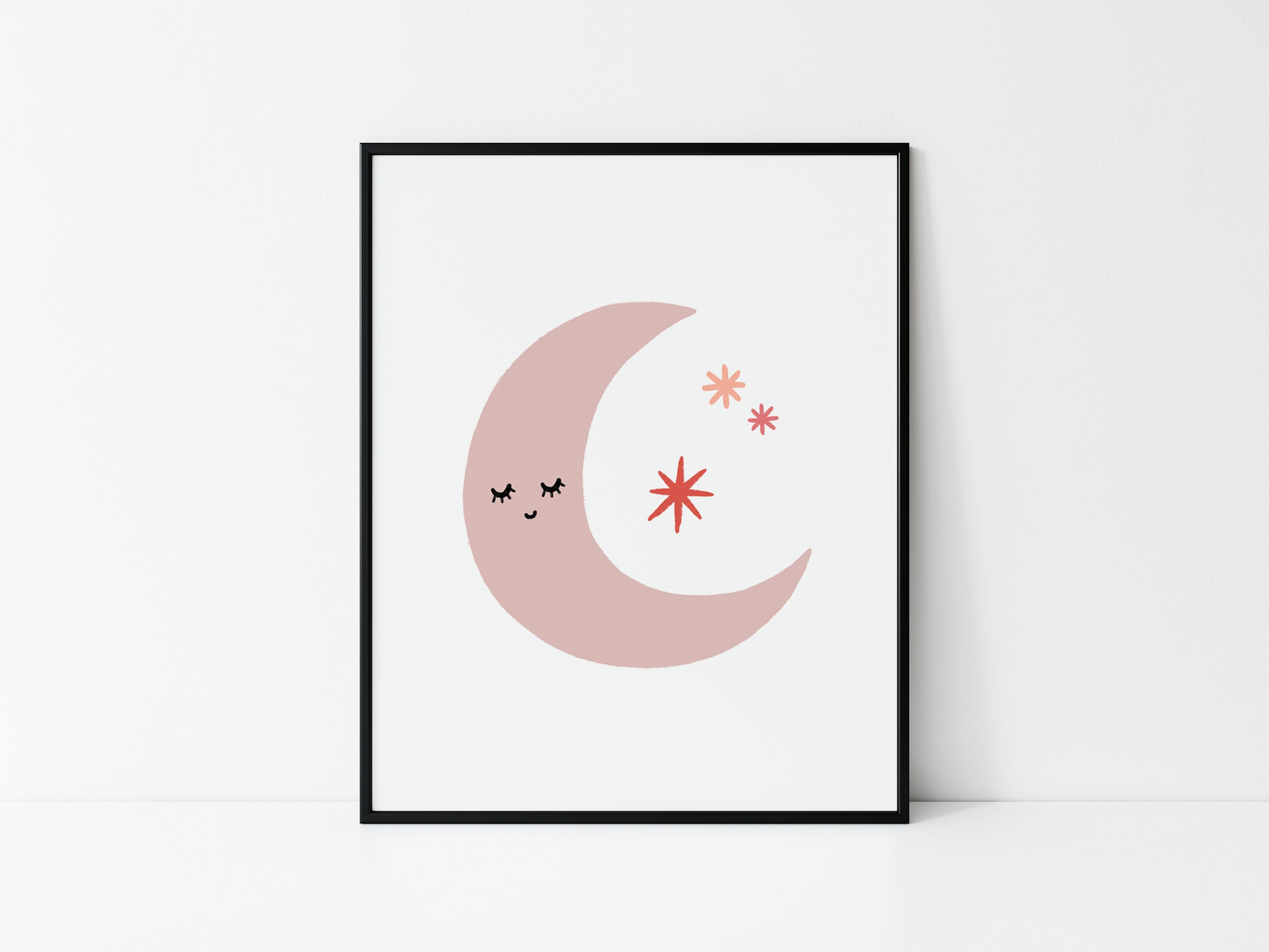 Moon Wall Art Nursery Decor Moon Print Nursery Art Girls Etsy