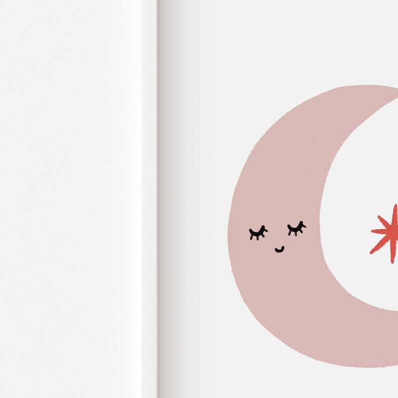 Moon Wall Art Nursery Decor Moon Print Nursery Art Girls Etsy