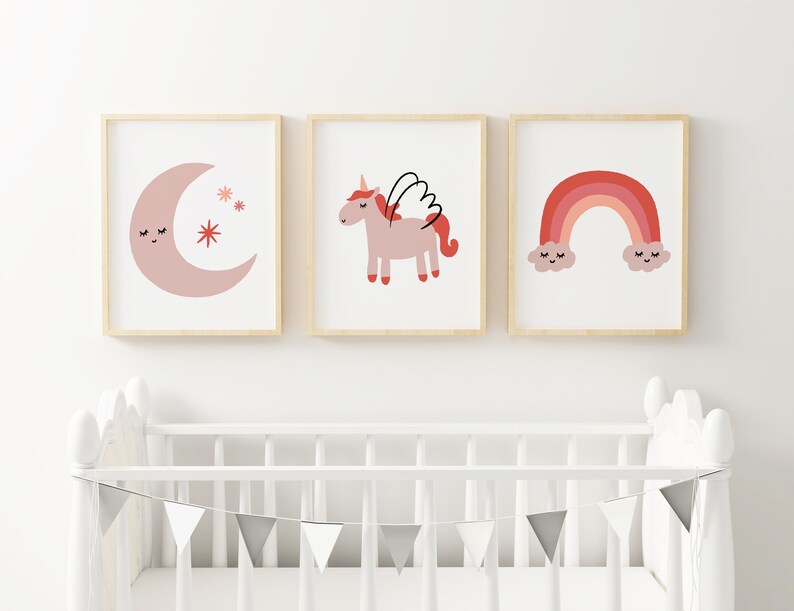 Moon Wall Art Nursery Decor Moon Print Nursery Art Girls Etsy