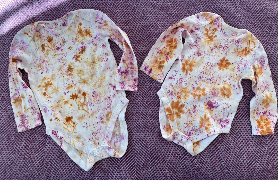 Ecoprinted Floral Baby Onesie Organic Cotton Super Soft Bundle Dyed