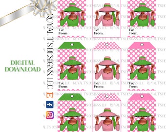 Pink and Green Fashionista Gift Tag
