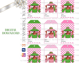Roze en groen fashionista-cadeaukaartje