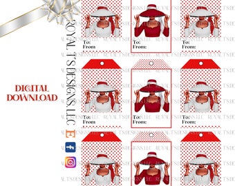 Red and White Fashionista Gift Tag