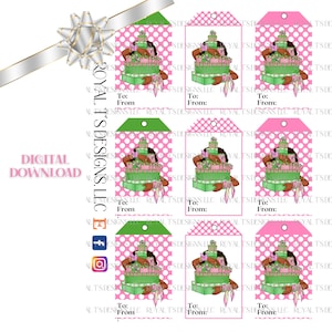 Pink and Green Gift Tag