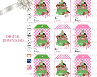 Pink and Green Gift Tag