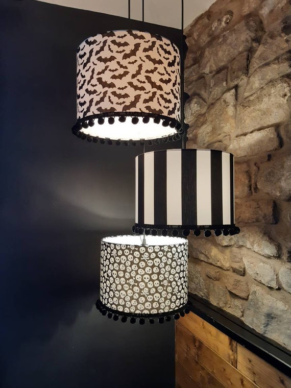 black and white striped lamp shade