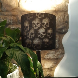 Skull Lampshade Gothic Handmade Skull Lined Light Shade Black and White