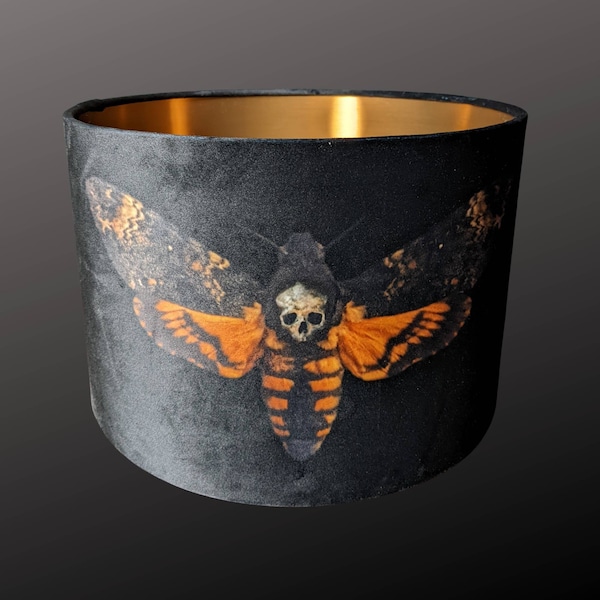 Deathshead Moth Lampshade Gothic Home Decor Handmade Velvet Light Shade