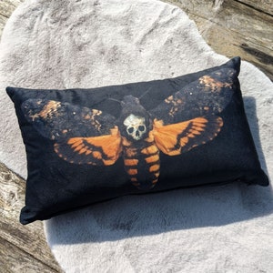 Deathshead Moth Gothic Velvet Cushion