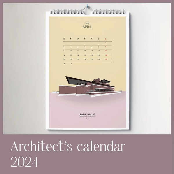 Calendario DIGITAL del Arquitecto 2024 - Arte de pared imprimible para arquitectos y entusiastas de la construcción