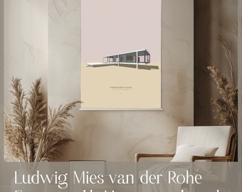ファンズワース邸のポスター、ルートヴィヒ ミース ファン デル ローエ