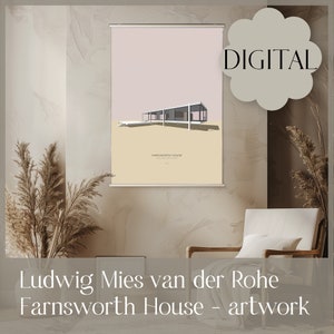 Farnsworth House - poster artwork - Ludwig Mies van der Rohe - architect gift - bauhaus - printable graphics - digital