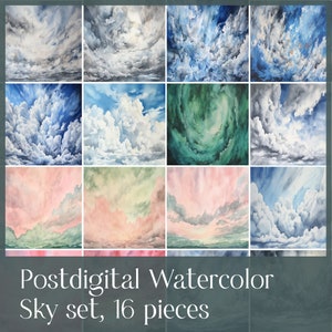 Post digital Watercolor Sky SET