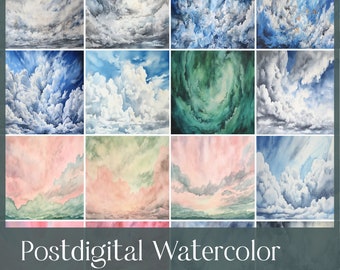 Post digital Watercolor Sky SET