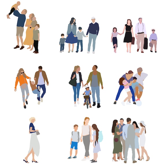 Flat Vector Cutout People 81 Pieces - Etsy