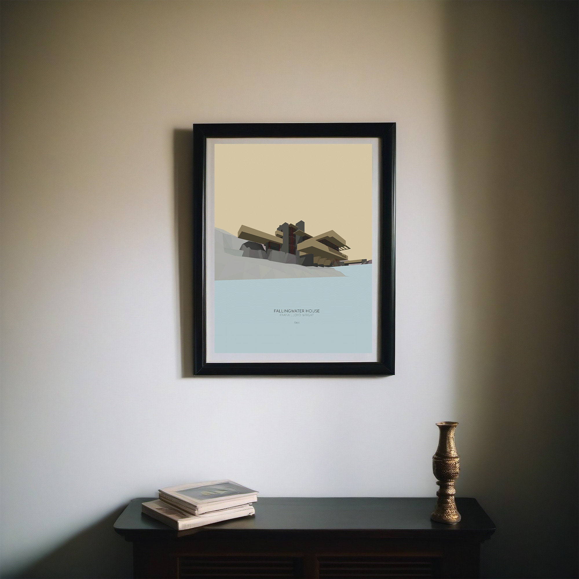 Fallingwater House Architecture Poster Frank Lloyd Wright Midcentury ...