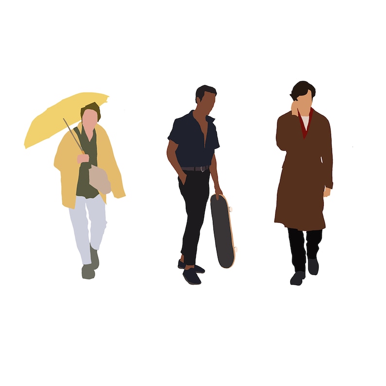 Flat vector cutout people 52 pieces, architecture illustration, diverse figures, transparent PNG image 2