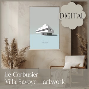 Villa Savoye - Le Corbusier - architecture gift - midcentury poster - digital delivery - minimalistic artwork