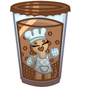 Boba tea creature fusion handmade vinyl stickers ,great gifts, cute, part 2