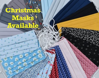 100% Cotton- Double Layered Face Masks with Bendable Nose Wire & Ear Adjusters