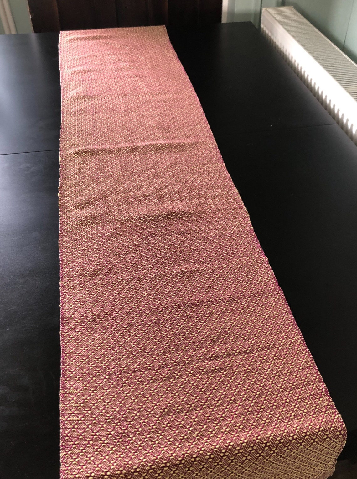 Stunning hand woven table runner in cotton with overshot Etsy