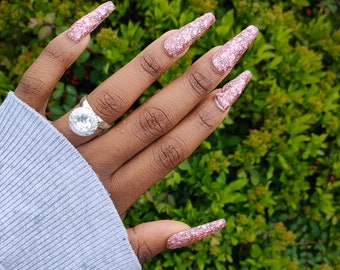 Pink Glitter Press- On Nails