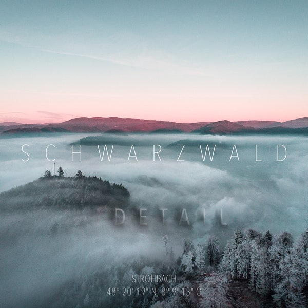 Leinwand Schwarzwald Landschaft Fotografie - Der Schwarzwald in Märchenstimmung versinkt im Nebel bei Inversion - Geschenkidee, Geschenk