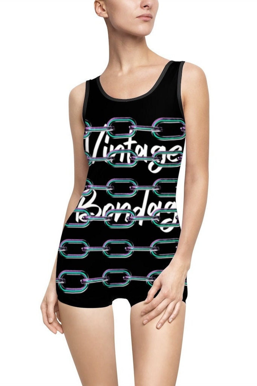 Tenue Bikini Bondage Vintage En Cuir Noir Années 80 - Taille S/M, Bonnet C, Parfait état