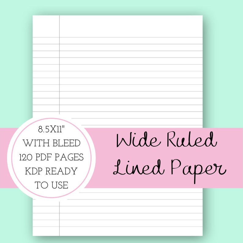 BUNDLE Wide Ruled Lined Paper KDP Interior Template With Bleed Etsy