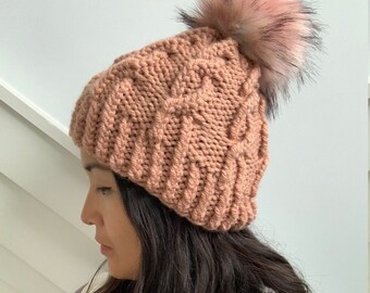 Aria Twist Beanie - knit beanie, cabled beanie, chunky beanie, cozy beanie - Ready to Ship