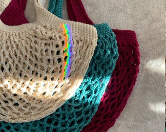 French Market Bag - beach bag, market bag, cotton tote, tote bag, reusable bag, grocery bag - Ready to Ship