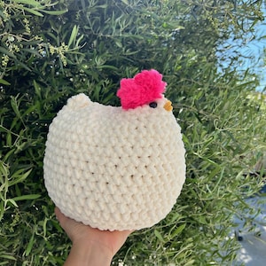 Chunky, plush handmade crochet chicken - SOLID
