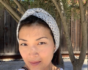 RTS crochet chunky headband/ear warmer, twisted turban style headband/ear warmer (handmade and ready to ship)