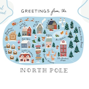 Saudações do Pólo Norte Digital Download | Pólo Norte PNG | Aldeia de Natal Clip Art | Cartão de Natal Digital Download