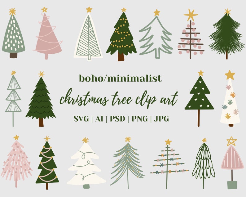 Boho/minimalist Christmas Tree SVG Boho Christmas Clip Art - Etsy