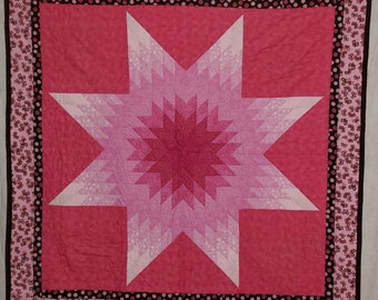 Pink and Chocolate Brown Lone star Crib Quilt