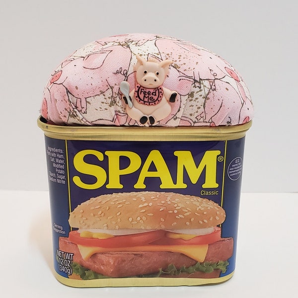 Spam, Tomato Soup and Sardine can pin cushions with removable lid for storage!
