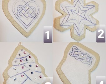 Hand Embroidered Felt Sugar Cookie Ornaments