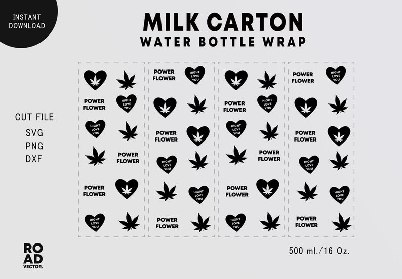 Star milk carton bottle wrap svg 500 ml/16 oz For Cricut Drawing