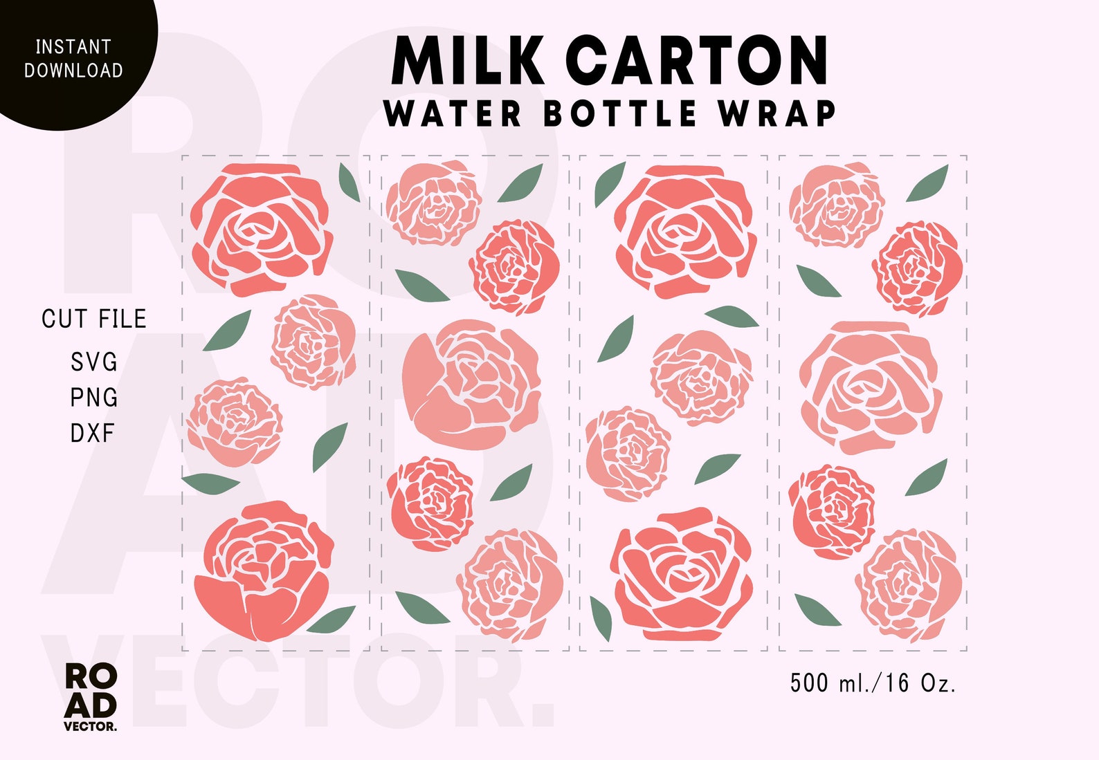 Download Peony Flower milk carton bottle wrap instant download svg cut | Etsy